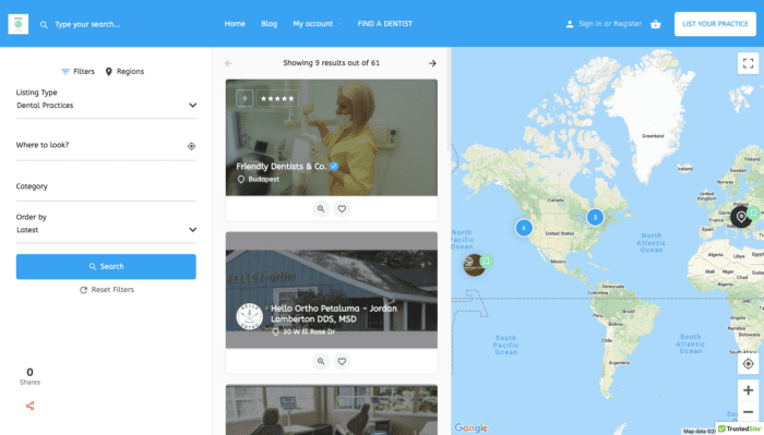 dentadir dentist listing map